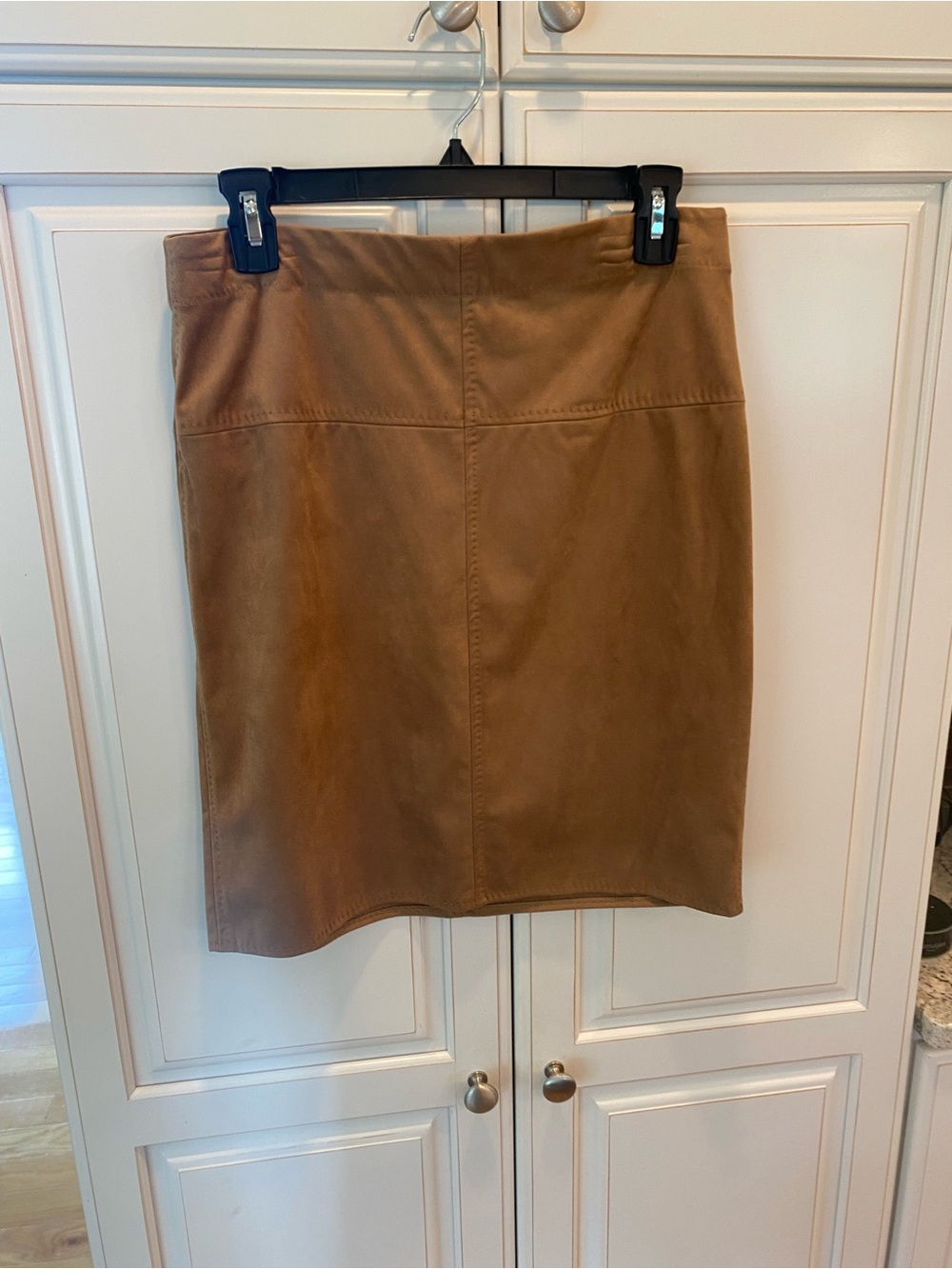 Tailored Tan Leather Pencil Skirt